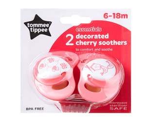 Tommee Tippee 43323830 Essentials Basics Decorated Cherry Soothers 6-18m 