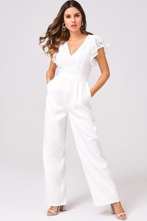 White frill jumpsuit discount